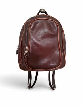 SEBASTIAN Dark Brown Cognac Pebbled Backpack Purse